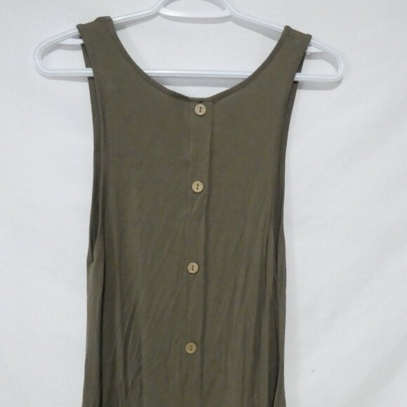 REVAMPED By Sirens | small | Khaki Sleeveless Dress With Back Button Detail - Picture 13 of 16